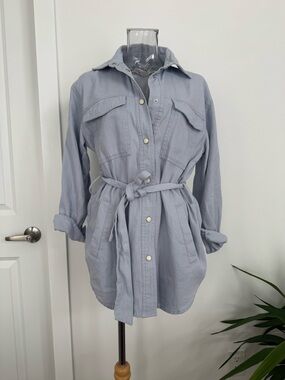 Zara Light Blue Women's Utility Jacket with Belt